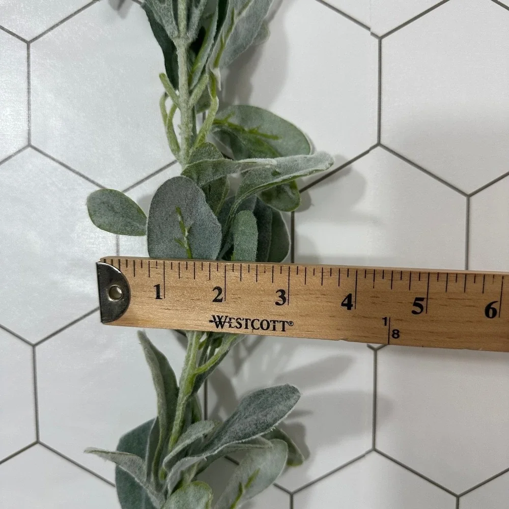 Artificial Lambs Ear Garland 60 Inch Flocked Sage Green Farmhouse Set‎ of 3